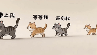可爱的组队摸鱼猫咪