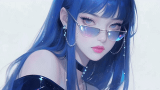 蓝发少女插画