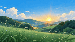 唯美山野日出风景