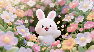 花丛中的小兔子