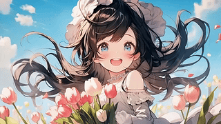 郁金香动漫插画女孩