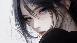 黑发蓝眼少女
