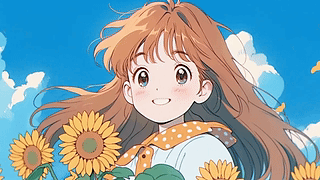 向日葵少女插画