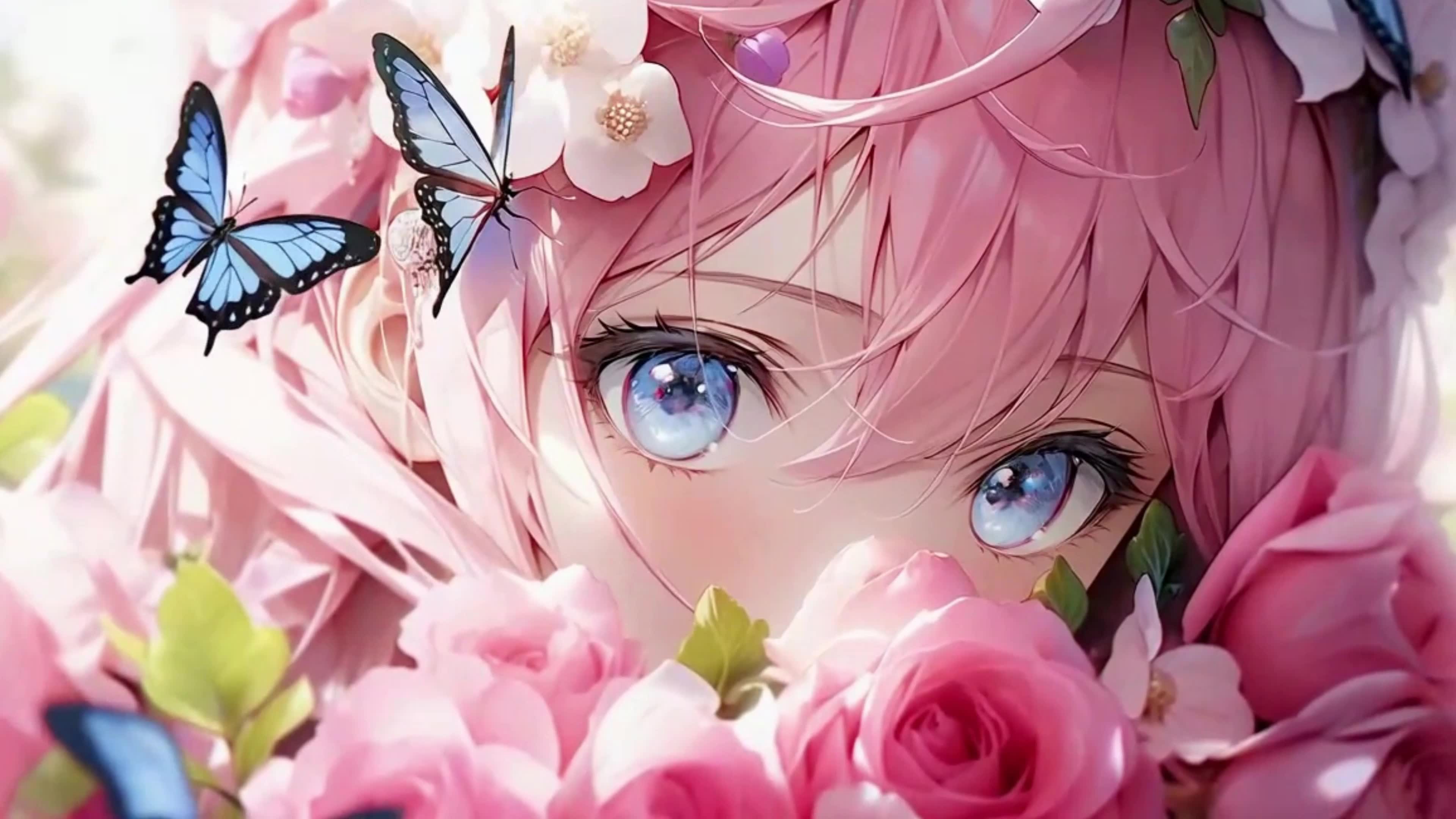 蝴蝶花动漫插画少女