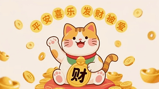 可爱的发财猫平安喜乐发财被爱