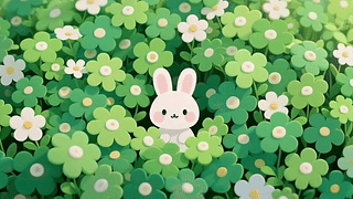 花丛中的小兔子