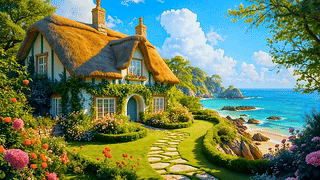 湖边宁静小屋