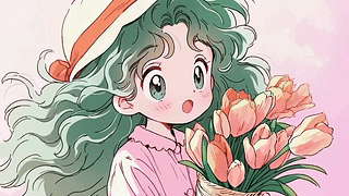 郁金香动漫插画少女