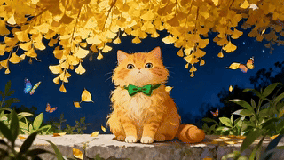 银杏树下的猫咪
