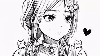 黑白线稿少女kuroha欲语