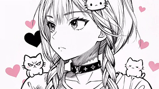 线稿插画萝莉kuroha欲语