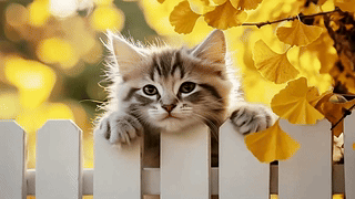 银杏树下可爱的猫咪
