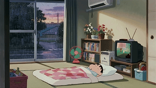 晚饭后听雨小憩的蜡笔小新