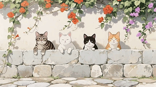 花墙下的猫咪