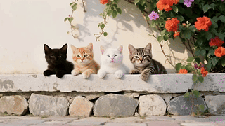 花墙下的猫咪