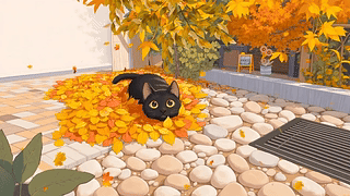 秋天落叶小猫