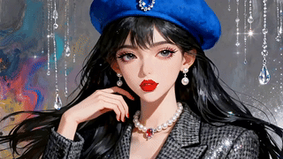贝雷帽少女插画