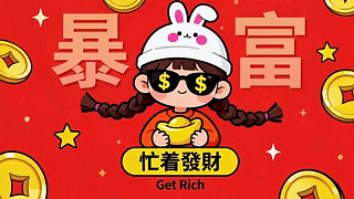 可爱暴富女孩忙着发财