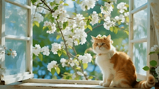 窗边的猫咪