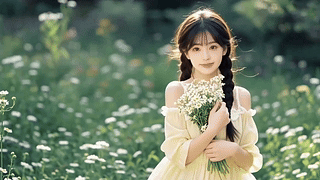 森系麻花辫捧花美女