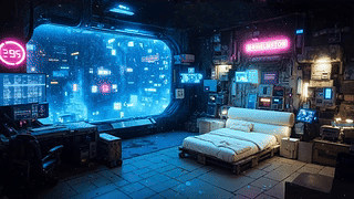 雨夜霓虹科技房间