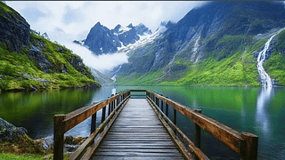 山川流水美丽自然风景