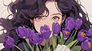 郁金香少女插画