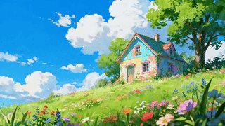 唯美的小屋风景插画