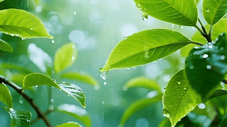 雨中的绿叶