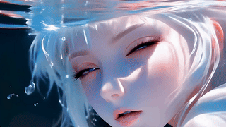 水下海水般碧蓝的眼睛