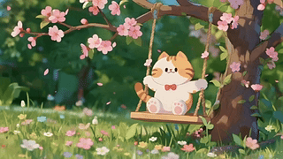 荡秋千的猫咪
