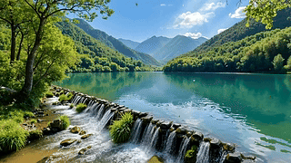 绿色清澈湖水