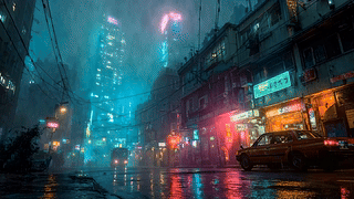 未来城市雨夜街道