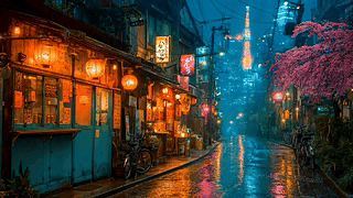 未来城市雨夜小巷