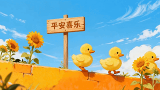 可爱小黄鸭平安喜乐