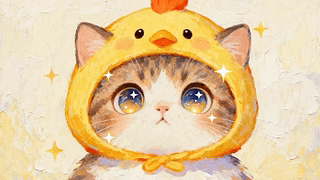 可爱的小黄鸡猫咪