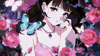 唯美花中蝴蝶少女