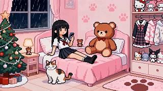 像素风圣诞少女卧室