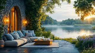 宁静湖边小屋