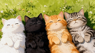 躺在草地上的可爱猫咪