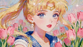 郁金香美少女插画