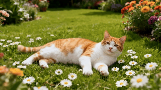 躺在草地上的猫咪