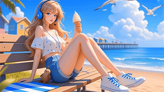 海边冰淇淋女孩