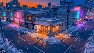 冬雪街角商店