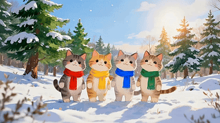 冬天雪景猫咪