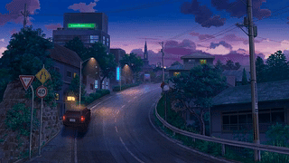 夜晚村庄公路