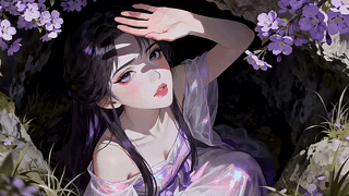 可爱鲜花女孩