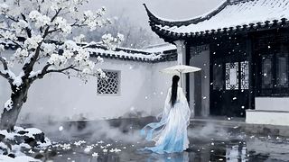 看雪景的女孩