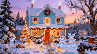 新年圣诞冬雪小屋