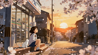看晚霞的女孩